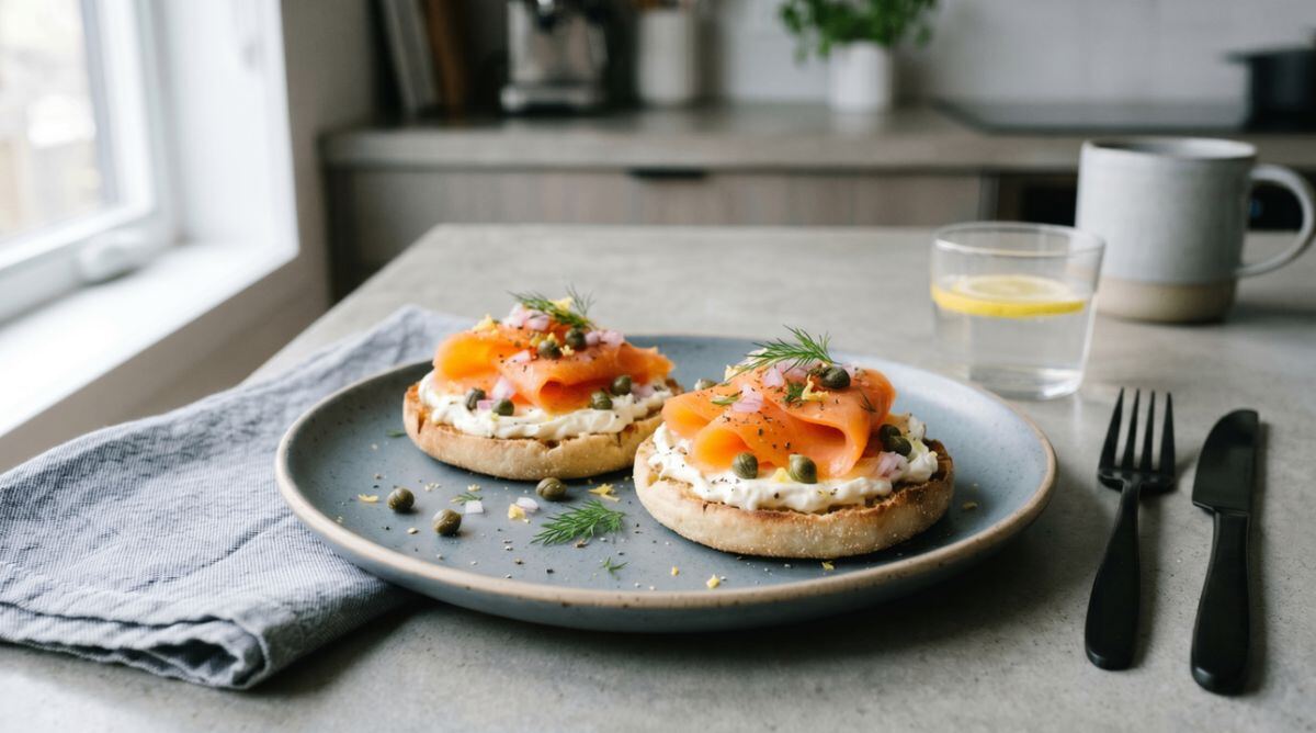 Photo of English Muffins with Cream Cheese, Smoked Salmon and Capers